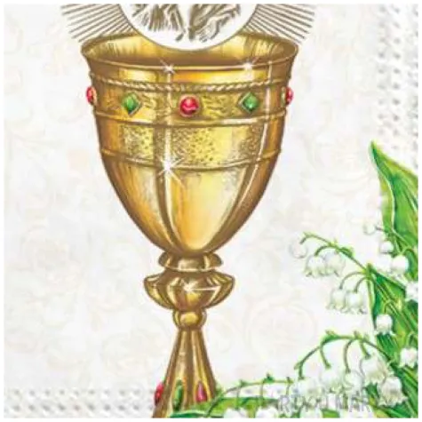 serwetki komunia hostia i lilie zlote maki 33 cm 20 szt