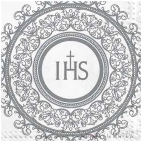 serwetki komunia hostia srebrna maki 33 cm 20 szt