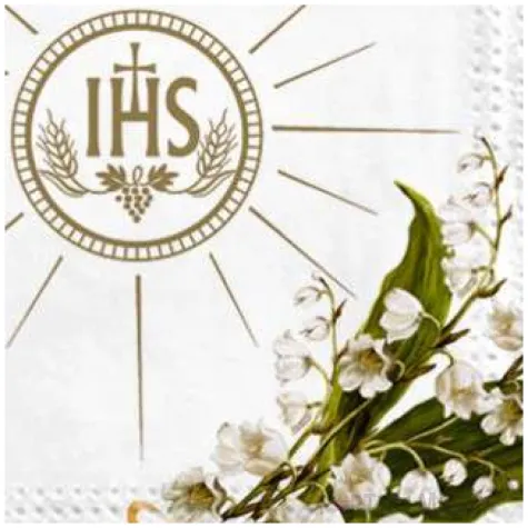 serwetki komunia ihs i lilie niebieskie maki 33 cm 20 szt