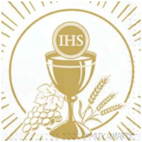 serwetki komunia kielich z hostia paw 33 cm 20 szt