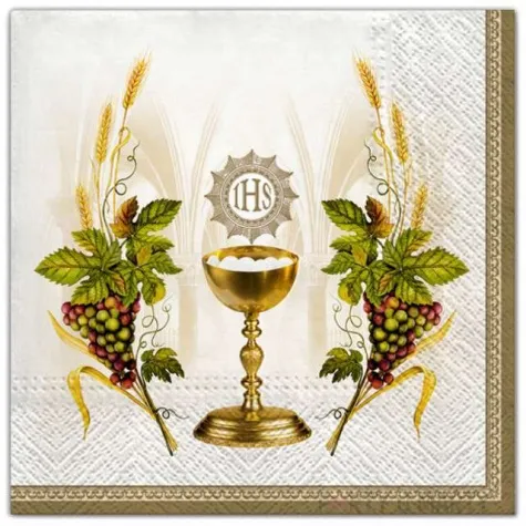 serwetki komunia kompozycja bezowa maki 33 cm 20 szt