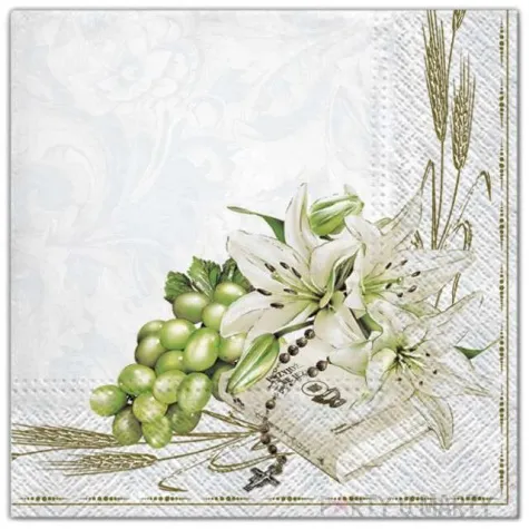 serwetki komunia ksiazeczka i lilie maki 33 cm 20 szt