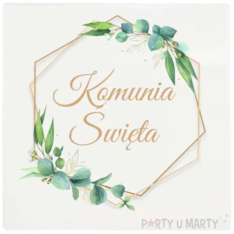 serwetki komunia swieta eukaliptus w ramce czakos 33 cm 20 szt