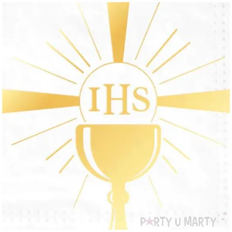 serwetki komunia swieta ihs eukaliptus bialo zloty partypal 33 cm 10 sz