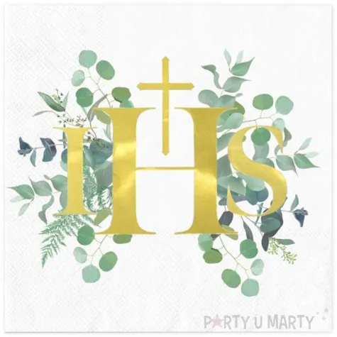 serwetki komunia swieta ihs eukaliptus metalizowane partypal 33 cm 10 szt