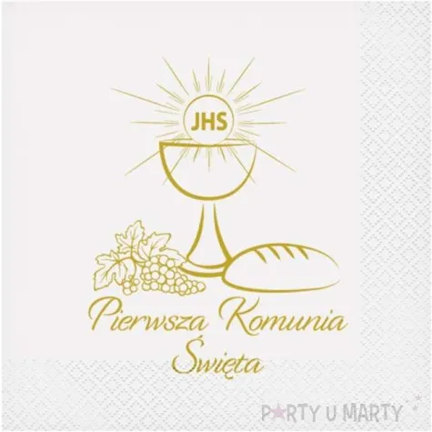 serwetki komunia swieta kielich ihs bialy godan 33 cm 20 szt
