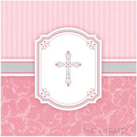 serwetki komunia swieta rozowe amscan 33 cm 16 szt