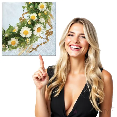 serwetki komunia wieniec stokrotek maki 33 cm 20 szt