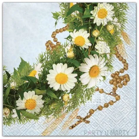 serwetki komunia wieniec stokrotek maki 33 cm 20 szt