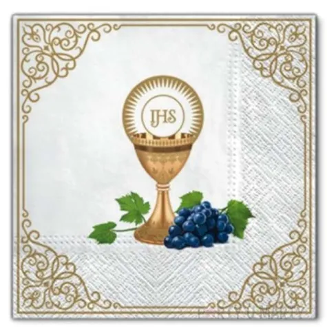 serwetki komunia z winogronem paw 33 cm 20 szt