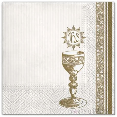 serwetki komunia zloty kielich maki 33 cm 20 szt