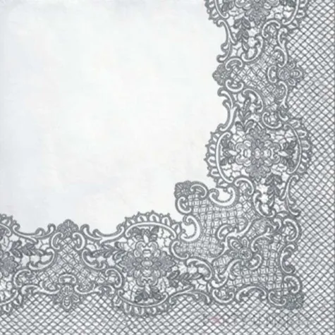 serwetki koronkowa ramka srebrny paw 33 cm 20 szt