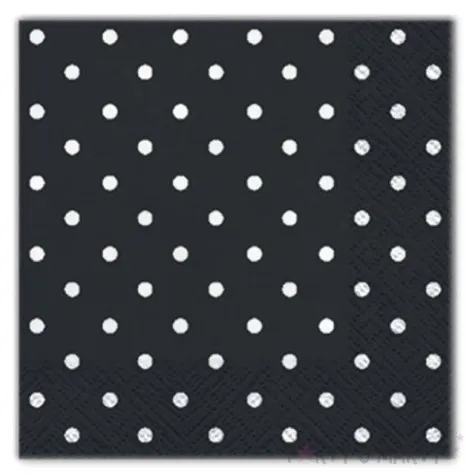 serwetki kropki czarne paw 25 cm 20 szt