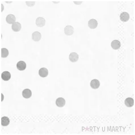 serwetki kropki srebrne biale partypal 33x33 cm 10 szt