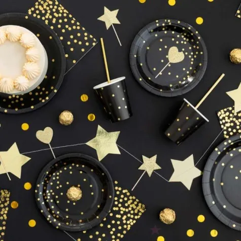 serwetki kropki zlote czarne partypal 33x33 cm 10 szt