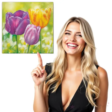 serwetki kwiaty 3 tulipany maki 33 cm 20 szt