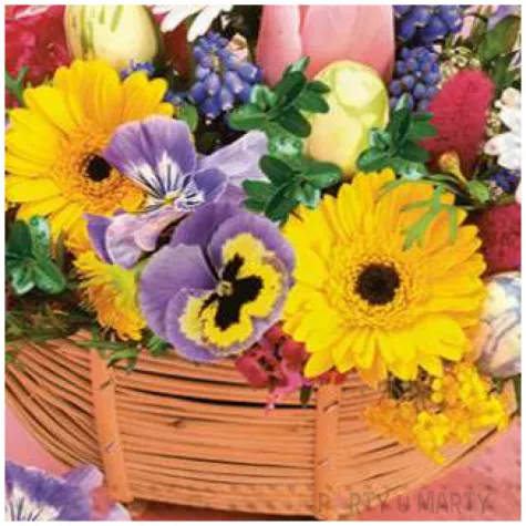 serwetki kwiaty bukiet w koszu maki 33 cm 20 szt