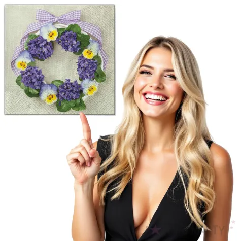 serwetki kwiaty fioletowy wieniec maki 33 cm 20 szt