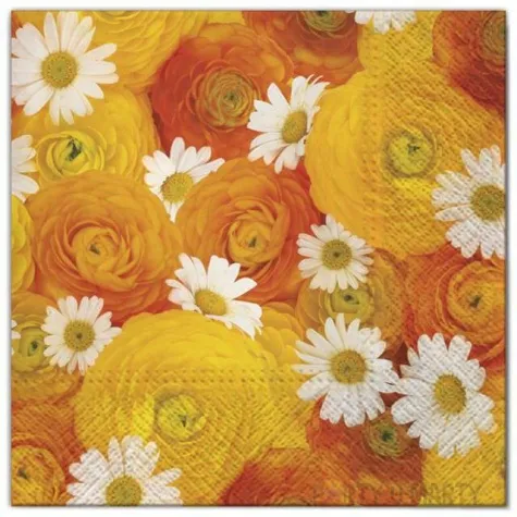 serwetki kwiaty jaskry maki 33 cm 20 szt