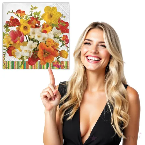 serwetki kwiaty sloneczny bukiet maki 33 cm 20 szt