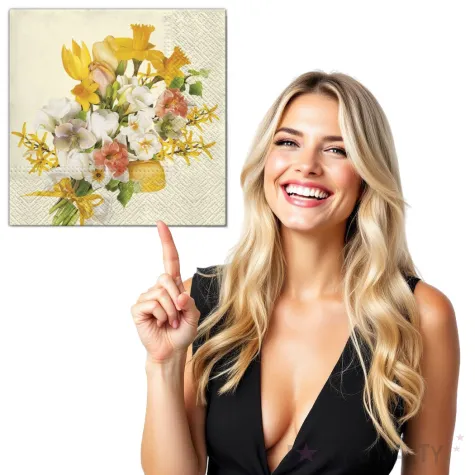 serwetki kwiaty zolty bukiet maki 33 cm 20 szt