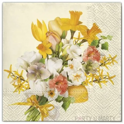 serwetki kwiaty zolty bukiet maki 33 cm 20 szt