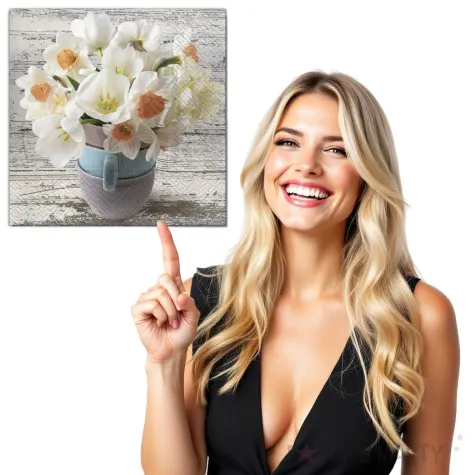 serwetki kwiaty zonkile biale maki 33 cm 20 szt