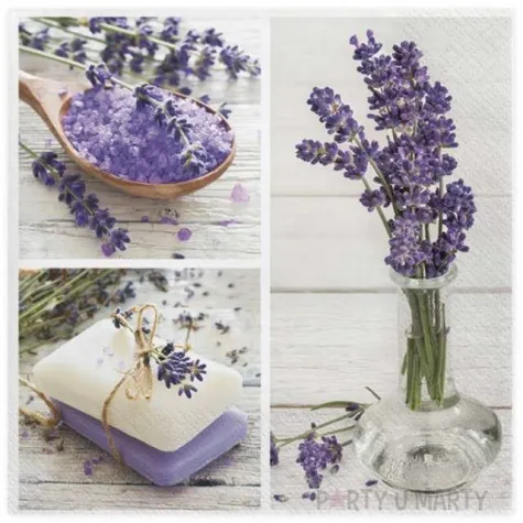 serwetki lawendowe rustykalne spa maki 33 cm 20 szt