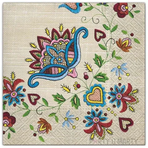 serwetki ludowe kaszubskie duze kwiaty maki 33 cm 20 szt