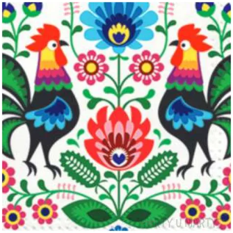 serwetki ludowe kolorowe koguty paw 33 cm 20 szt