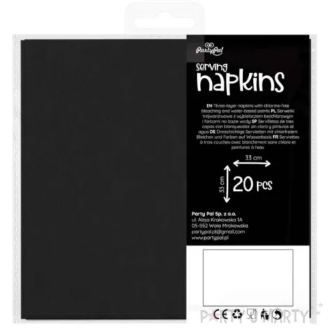 serwetki lunch classic czarne partypal 33 cm 20 szt