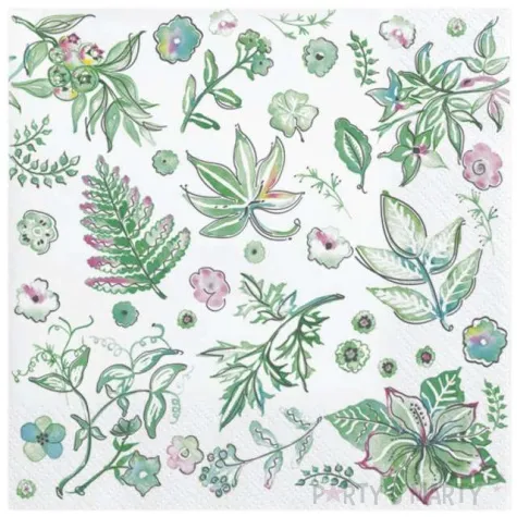 serwetki malowane zielone liscie 33 cm 20 szt