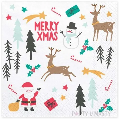 serwetki merry xmas biale 33 cm 20 szt