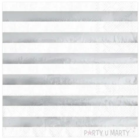 serwetki metaliczne paski srebrne partypal 33 cm 10 szt