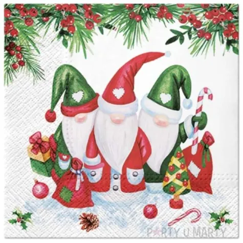 serwetki mikolaje biale paw 33 cm 20 szt