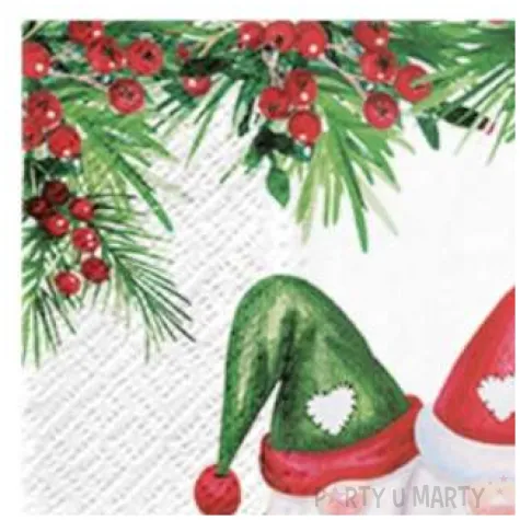 serwetki mikolaje biale paw 33 cm 20 szt