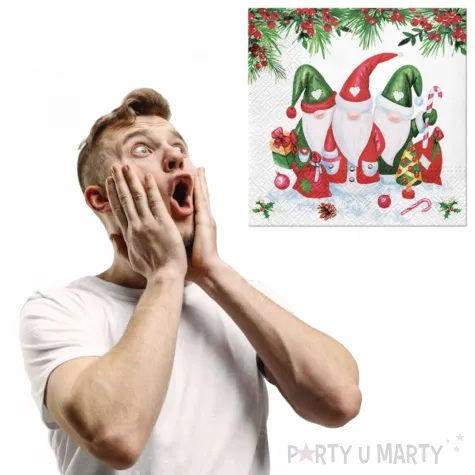 serwetki mikolaje biale paw 33 cm 20 szt