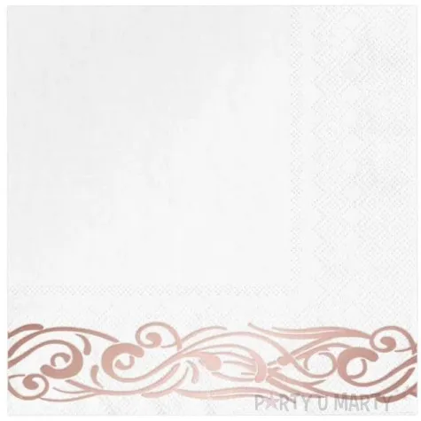 serwetki ornament slubny rozowe zloto partypal 33 cm 10 szt