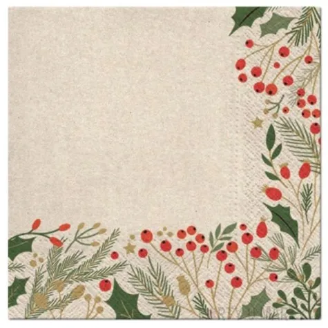 serwetki ostrokrzew szare paw 33 cm 20 szt