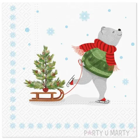 serwetki papierowe boze narodzenie mis paw 33 cm 20 szt