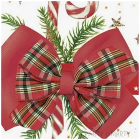 serwetki papierowe checked bow with candy cane maki 33x33 cm 20 szt