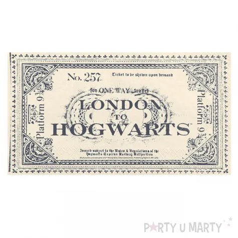 serwetki papierowe dekoracje na stol urodziny halloween harry potter bilet hogwart express x20