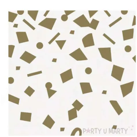 serwetki papierowe happy birthday zlote konfetti bialo zloty unique 25 cm 16 szt