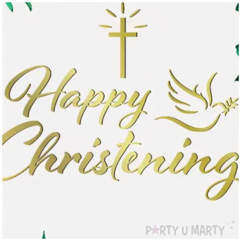 serwetki papierowe happy christening listki bialy godan 33 cm 20 szt