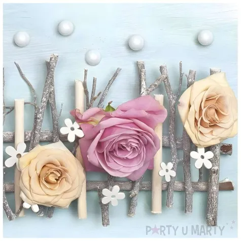 serwetki papierowe kwiaty roze maki 33 cm 20 szt