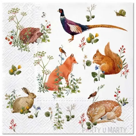 serwetki papierowe lesne zwierzeta paw 33 cm 20 szt