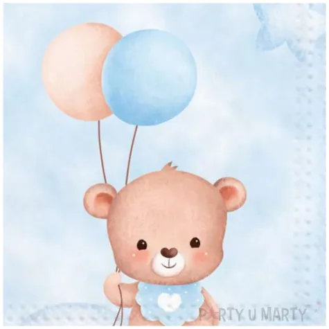 serwetki papierowe misie z balonikami blekitny congee 33 cm 20 szt
