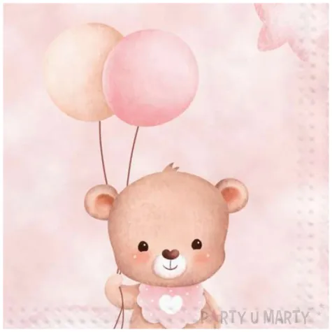 serwetki papierowe misie z balonikami rozowy jasny congee 33 cm 20 szt