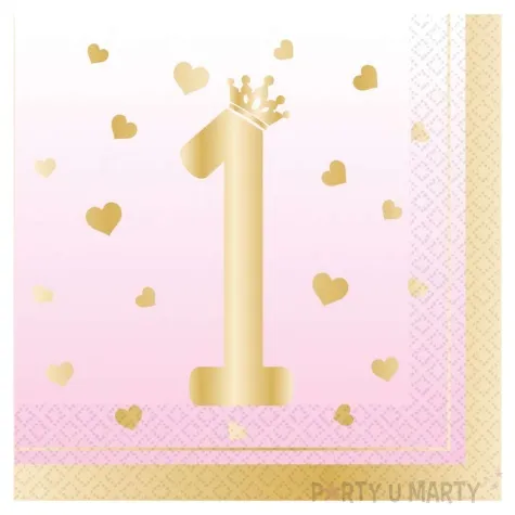 serwetki papierowe roczek dziewczynki rozowo zloty amscan 33 cm 16 szt