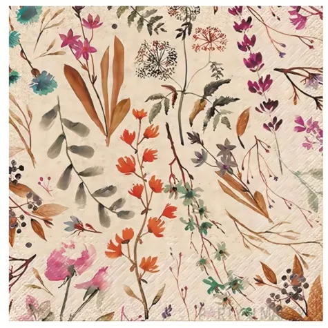 serwetki papierowe rosliny jesieni kraftowy paw 33 cm 20 szt